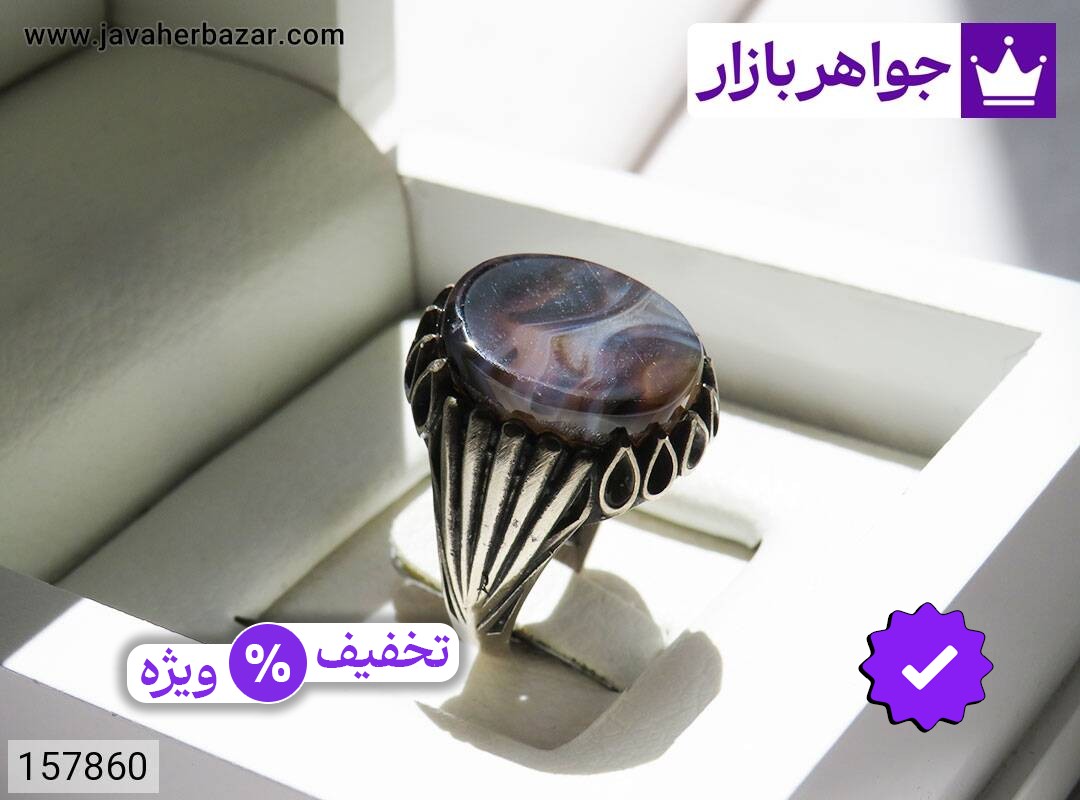انگشتر نقره روس خوشرنگ مردانه [غیرنقره]